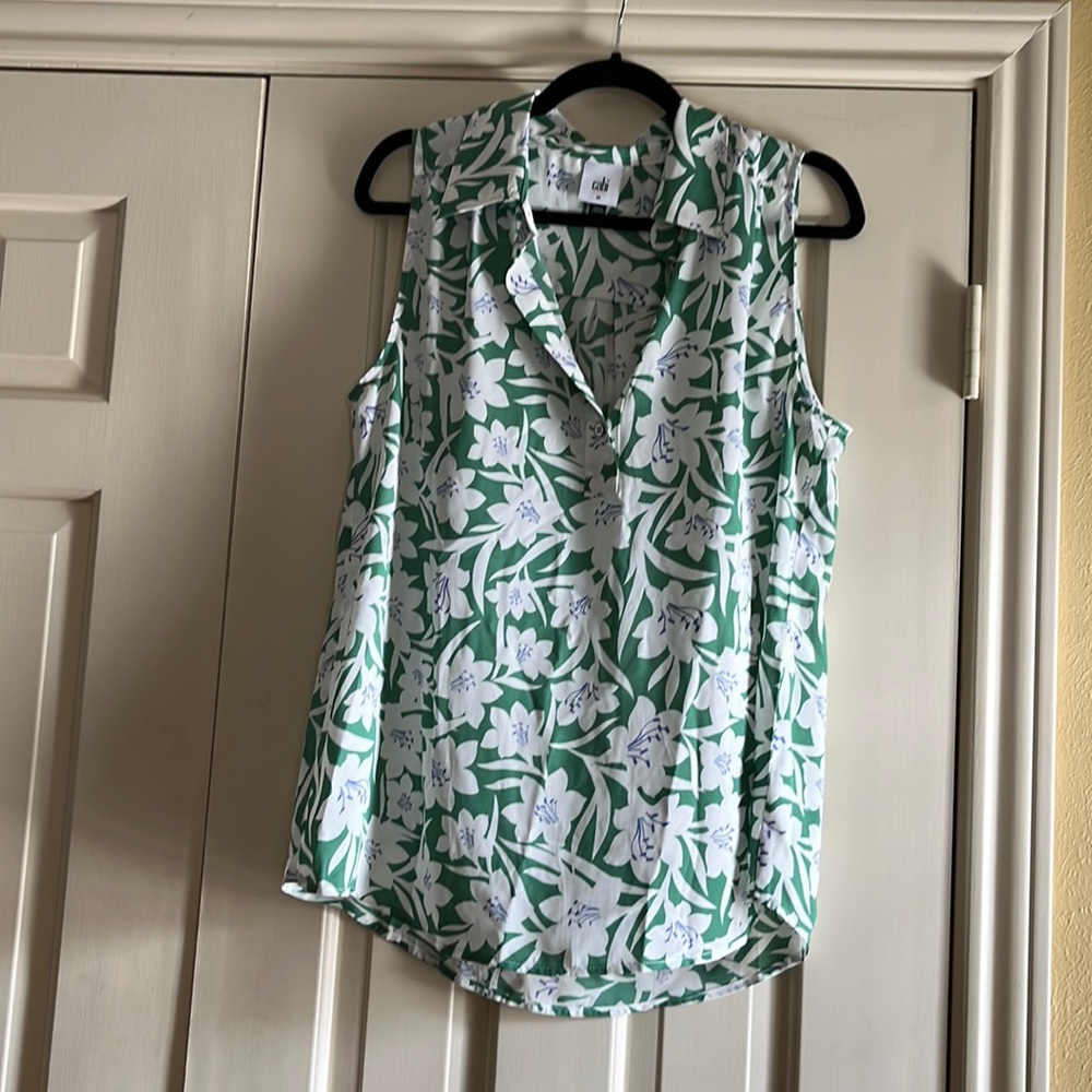 Cabi blouse green and off white size M